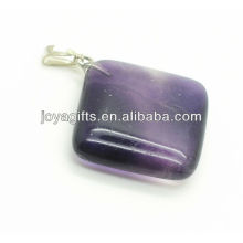 High quality natural purple fluorite rhombus pendant semi precious stone pendant